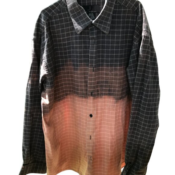 Bleached Flannel Painted Shirt, Size Medium: Upcycled, Autumn Theme Fall Leaves - Picture 5 of 13